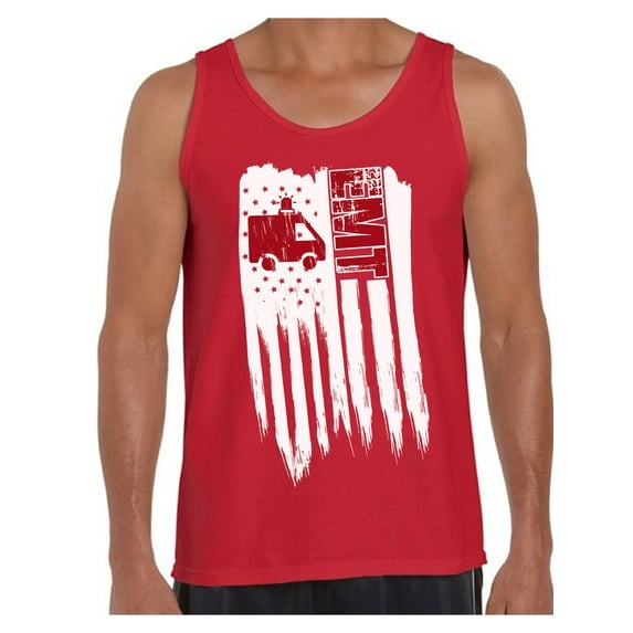 Awkward Styles American Flag EMT Men Tank Top 4th of July Gifts USA EMT Shirt for Men Gifts for Men Patriotic EMT Men Tank EMT Gifts Retro USA EMT Top for Men I'm American
