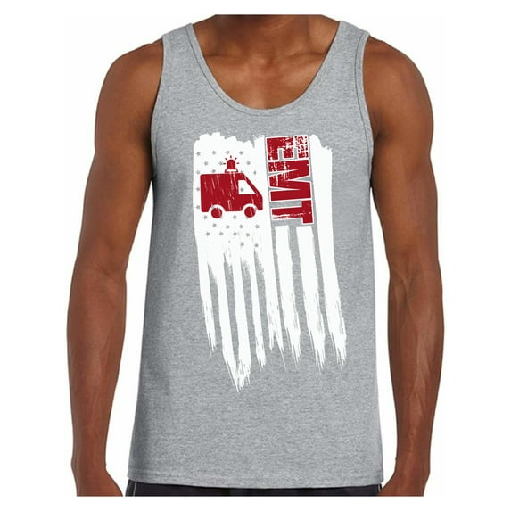 Awkward Styles American Flag EMT Men Tank Top 4th of July Gifts USA EMT Shirt for Men Gifts for Men Patriotic EMT Men Tank EMT Gifts Retro USA EMT Top for Men I'm American