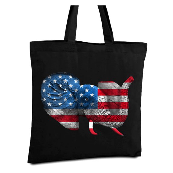Awkward Styles American Flag Elephant Canvas Tote Bag Elephant Book Bag Patriotic Gifts for Men and Women USA Elephant Shopping Bag American Flag Reusable Shopper Bag USA Gifts 4th of July Tote Bag