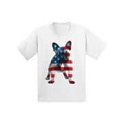 Awkward Styles American Flag French Bulldog Youth Shirt I'm American USA French Bulldog T shirt for Boy Proud American USA French Bulldog T shirt for Girl Red White Blue USA Flag Bulldog Kids Tshirt
