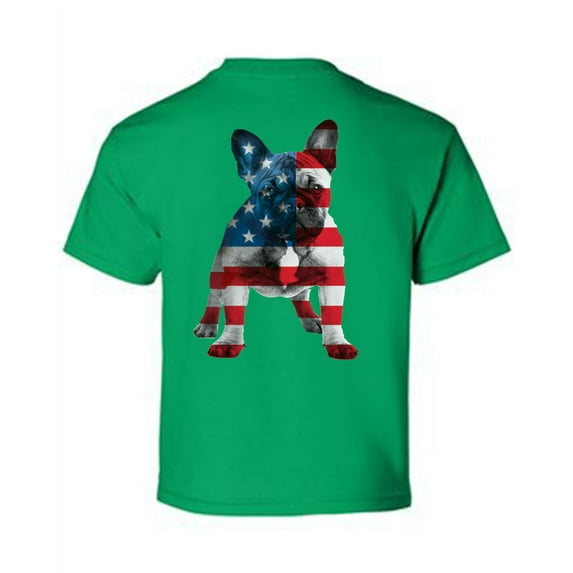 Awkward Styles American Flag French Bulldog Youth Shirt I'm American USA French Bulldog T shirt for Boy Proud American USA French Bulldog T shirt for Girl Red White Blue USA Print on the Back Only
