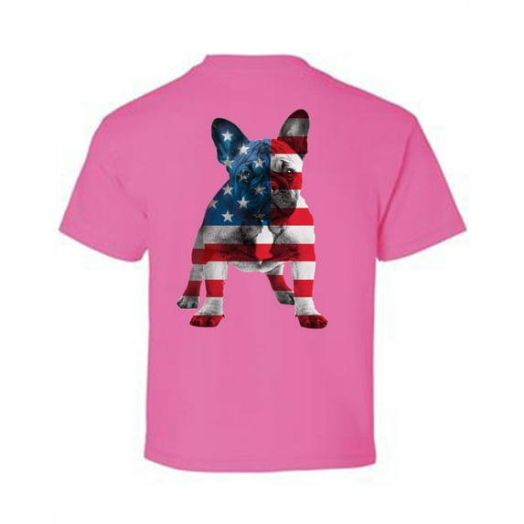 Awkward Styles American Flag French Bulldog Youth Shirt I'm American USA French Bulldog T shirt for Boy Proud American USA French Bulldog T shirt for Girl Red White Blue USA Print on the Back Only