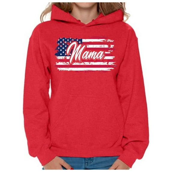 Awkward Styles American Flag Hodie for Women Patriotic USA Flag Mama Hooded Sweatshirt United States of America Retro USA Hooded Sweater for Mama Love America 4th of July Mama Sweatshirt US Pride