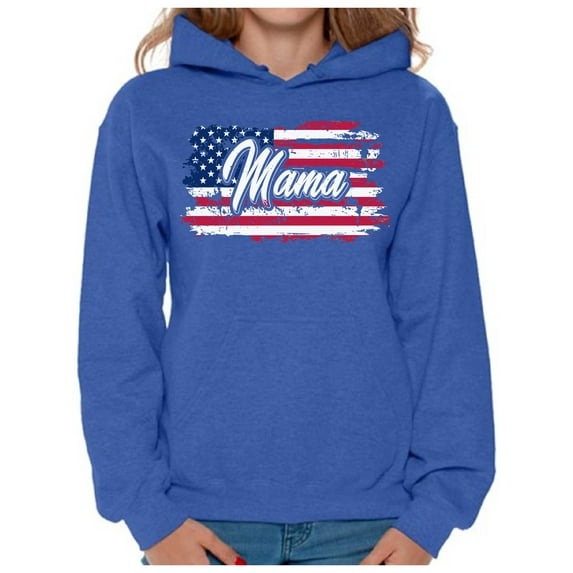 Awkward Styles American Flag Hodie for Women Patriotic USA Flag Mama Hooded Sweatshirt United States of America Retro USA Hooded Sweater for Mama Love America 4th of July Mama Sweatshirt US Pride