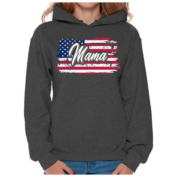 Awkward Styles American Flag Hodie for Women Patriotic USA Flag Mama Hooded Sweatshirt United States of America Retro USA Hooded Sweater for Mama Love America 4th of July Mama Sweatshirt US Pride
