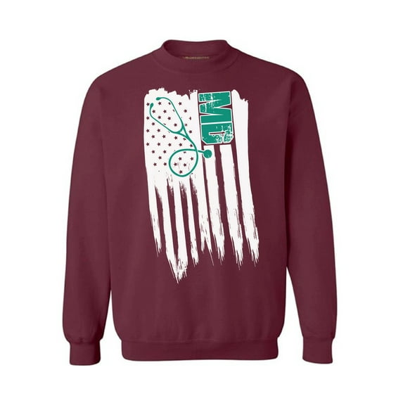 Awkward Styles American Flag MD Medic Crewneck United States of America USA Medic Men Women Sweatshirt Independence Day USA Flag Doctor Sweater for Men Medical Gifts USA Flag Doctor Sweater for Women