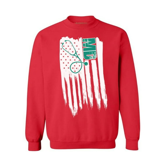 Awkward Styles American Flag MD Medic Crewneck United States of America USA Medic Men Women Sweatshirt Independence Day USA Flag Doctor Sweater for Men Medical Gifts USA Flag Doctor Sweater for Women