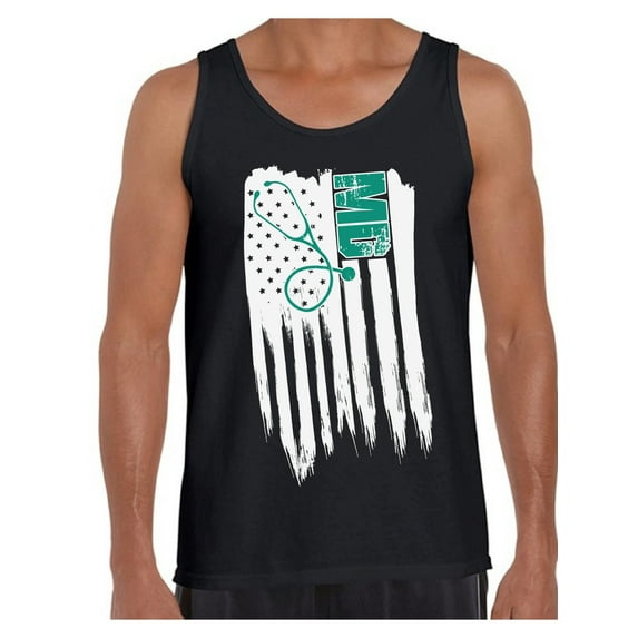 Awkward Styles American Flag MD Medic Men Tank Top Proud American USA Medical Shirt for Men Gifts for Men Patriotic Doctor Men Tank Medical Gifts Retro USA Medic Top for Men Doctor Gifts