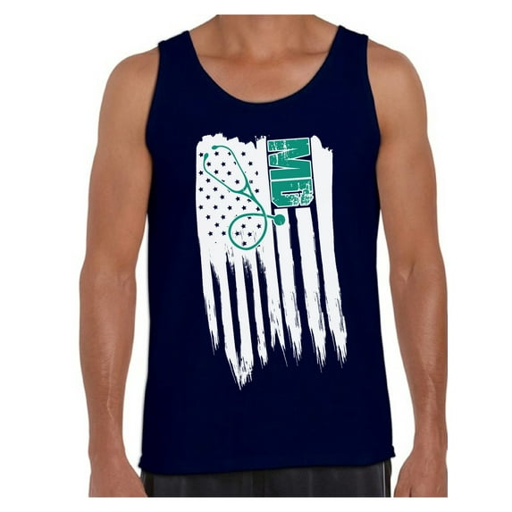 Awkward Styles American Flag MD Medic Men Tank Top Proud American USA Medical Shirt for Men Gifts for Men Patriotic Doctor Men Tank Medical Gifts Retro USA Medic Top for Men Doctor Gifts