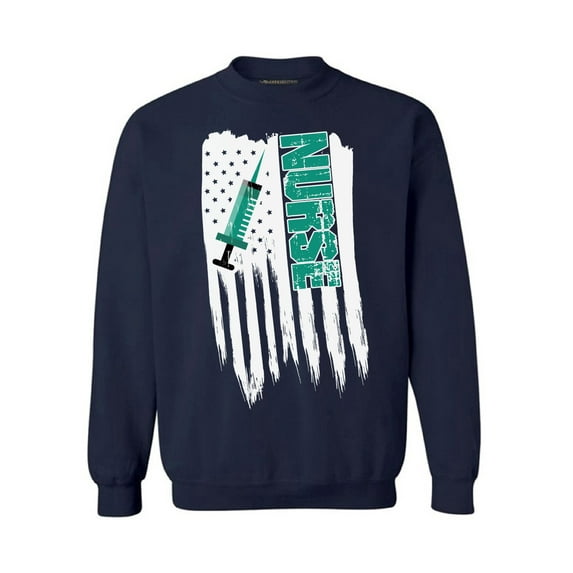 Awkward Styles American Flag Nurse Crewneck Proud American Retro USA Nurse Sweater for Men Love USA Retro USA Nurse Sweater for Women 4th of July Party Pro America Nurse Men Women Sweatshirt