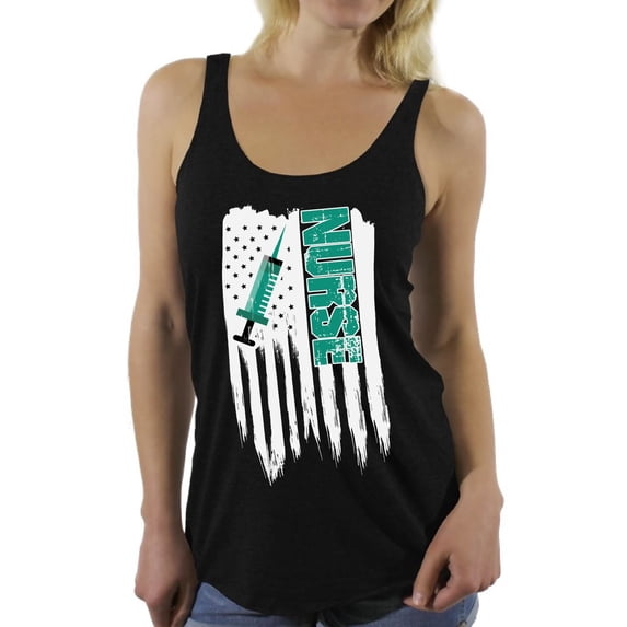 Awkward Styles American Flag Nurse Women Racerback Tank Top Independence Day 4th of July Nurse Women Shirt Gifts for Women USA Nurse Tank for Women Nurse Gifts USA Flag Nurse Women Top