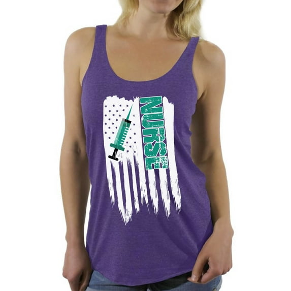 Awkward Styles American Flag Nurse Women Racerback Tank Top Independence Day 4th of July Nurse Women Shirt Gifts for Women USA Nurse Tank for Women Nurse Gifts USA Flag Nurse Women Top