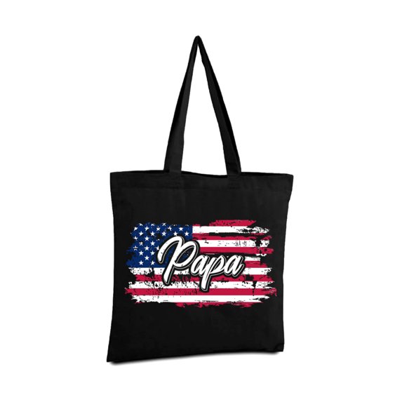 Awkward Styles American Flag Papa Tote Bag Made in the USA Pro America Papa Shopper Bag United States of America Patriotic Canvas Bag for Papa Free to Be Me Retro USA Flag Papa Tote Bag