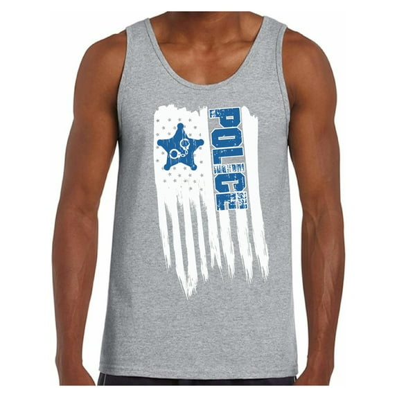 Awkward Styles American Flag Police Men Tank Top Stripes and Stars USA Patriotic Police Shirt for Men Police Gifts Vintage USA Police Tank I'm American American Flag Police Top for Men