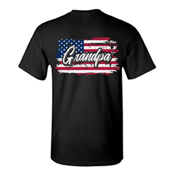 Awkward Styles American Flag Shirt for Men Love America USA Flag T shirt for Grandpa Stripes and Stars Grandpa Patriotic Tshirt Gifts for Grandpa Vintage USA T-shirt for Grandpa Print on the Back Only