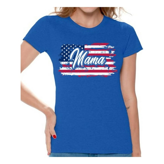 Awkward Styles American Flag Shirt for Women Vintage USA Flag Mama T shirt Gifts for Mama Patriotic Mama Tshirts Independence Day USA T-shirts for Mama Love America 4th of July Mama Shirts USA Gifts
