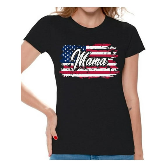 Awkward Styles American Flag Shirt for Women Vintage USA Flag Mama T shirt Gifts for Mama Patriotic Mama Tshirts Independence Day USA T-shirts for Mama Love America 4th of July Mama Shirts USA Gifts