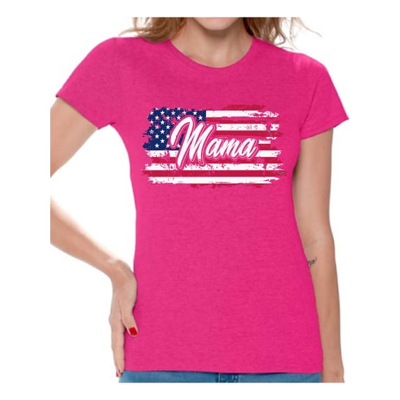 Awkward Styles American Flag Shirt for Women Vintage USA Flag Mama T shirt Gifts for Mama Patriotic Mama Tshirts Independence Day USA T-shirts for Mama Love America 4th of July Mama Shirts USA Gifts