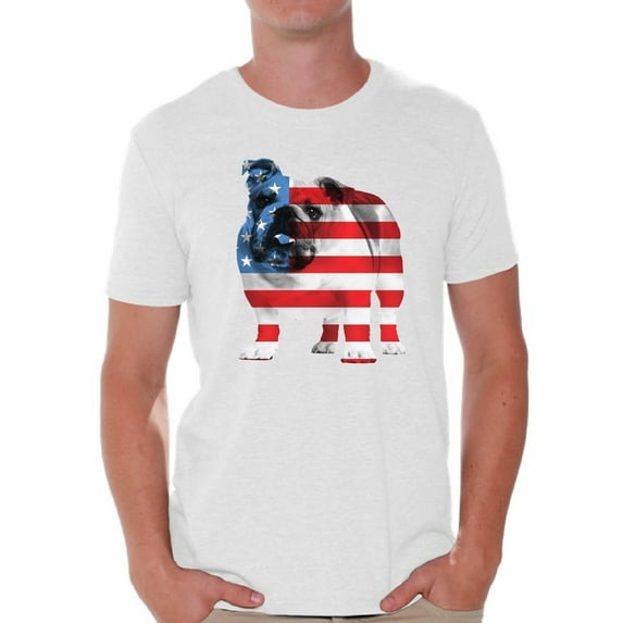 Awkward Styles American Flag Shirts Bulldog American Patriotic Tshirt Tops for Men USA Flag Tshirt 4th Of July Gifts for Dog Owners Bulldog Lover Shirt Red White and Blue Patriotic Outfit
