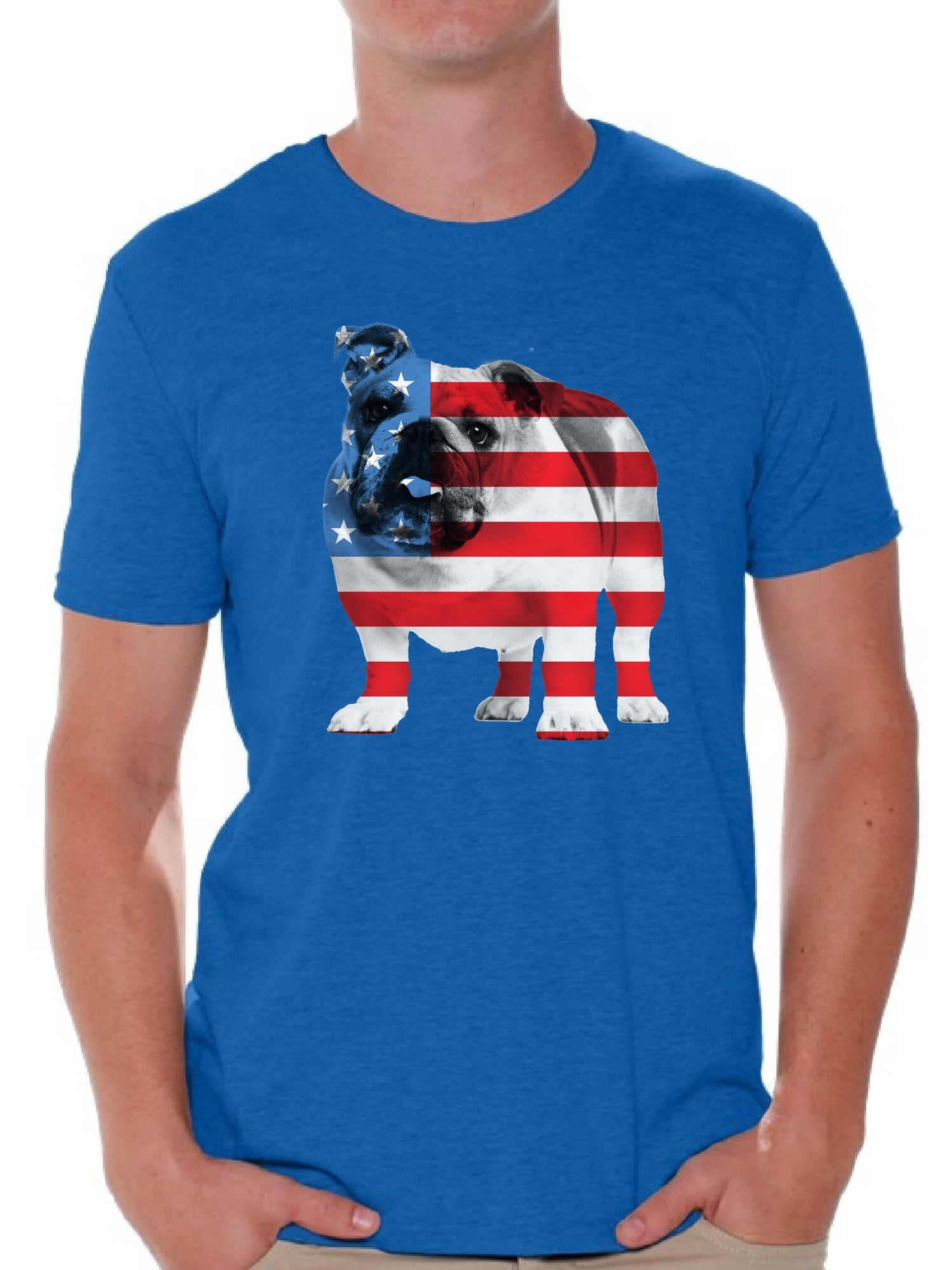 Plus Size Patriotic American Flag Dog Printed Button Pocket Shirt For Men