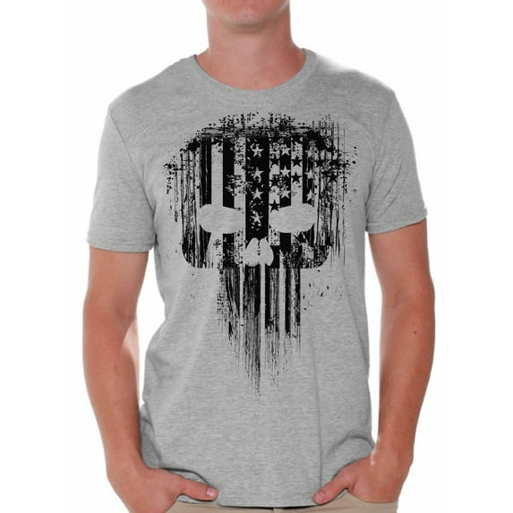 Awkward Styles American Flag Shirts for Husband Patriotic Shirts for Men Black Skull T Shirt for Him USA Lovers Gifts Military American Flag American Reaper Men's T Shirt Skeleton Shirts for Men