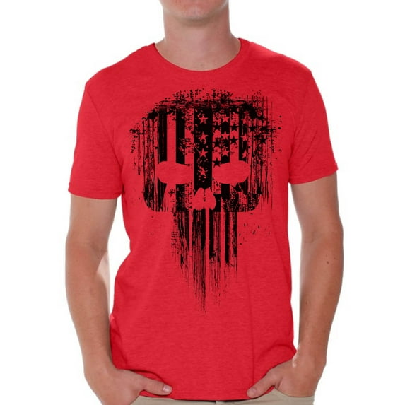 Awkward Styles American Flag Shirts for Husband Patriotic Shirts for Men Black Skull T Shirt for Him USA Lovers Gifts Military American Flag American Reaper Men's T Shirt Skeleton Shirts for Men