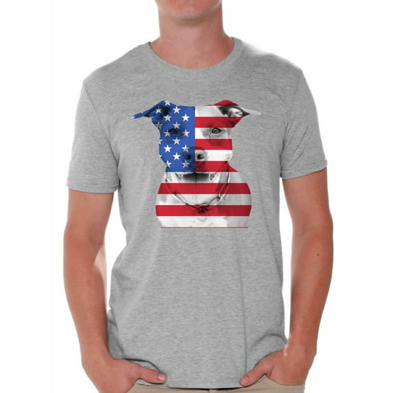 Awkward Styles American Flag T Shirts for Men USA Flag Pitbull Tshirt Tops Men's Patriotic Clothing 4th of July Gifts for Dog Owners Independence Day Outfit Pitbull Tee Shirt Tops for Men USA Shirt