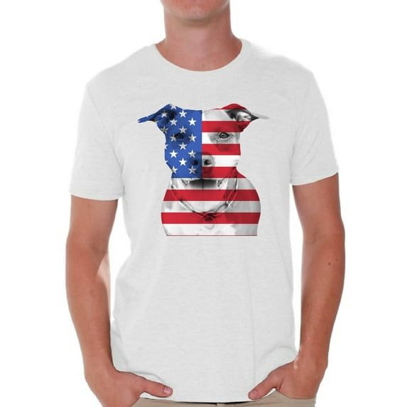 Awkward Styles American Flag T Shirts for Men USA Flag Pitbull Tshirt Tops Men's Patriotic Clothing 4th of July Gifts for Dog Owners Independence Day Outfit Pitbull Tee Shirt Tops for Men USA Shirt