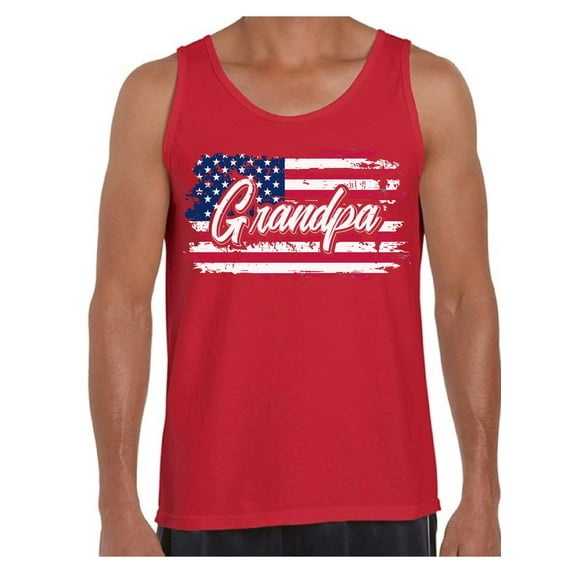 Awkward Styles American Flag Tank Top for Men I'm American Grandpa USA Flag Tank Top United States of America Retro USA Tank Top for Grandpa Independence Day Gift Patriotic USA Tank Top for Grandpa