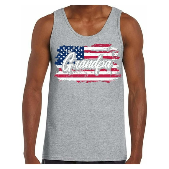 Awkward Styles American Flag Tank Top for Men I'm American Grandpa USA Flag Tank Top United States of America Retro USA Tank Top for Grandpa Independence Day Gift Patriotic USA Tank Top for Grandpa
