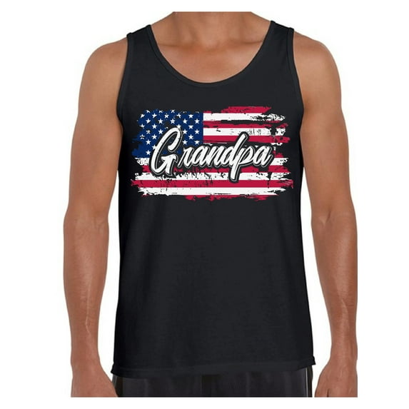 Awkward Styles American Flag Tank Top for Men I'm American Grandpa USA Flag Tank Top United States of America Retro USA Tank Top for Grandpa Independence Day Gift Patriotic USA Tank Top for Grandpa