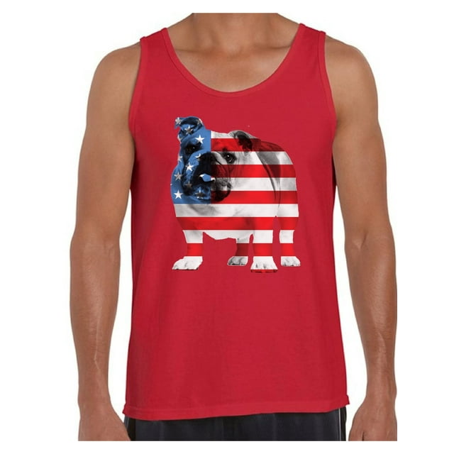 Awkward Styles American Flag Tank Tops Bulldog American Patriotic Tank Top for Men USA Flag Tanks 4th Of July Gifts for Dog Owners Bulldog Lover Tops Red White and Blue Patriotic Outfit