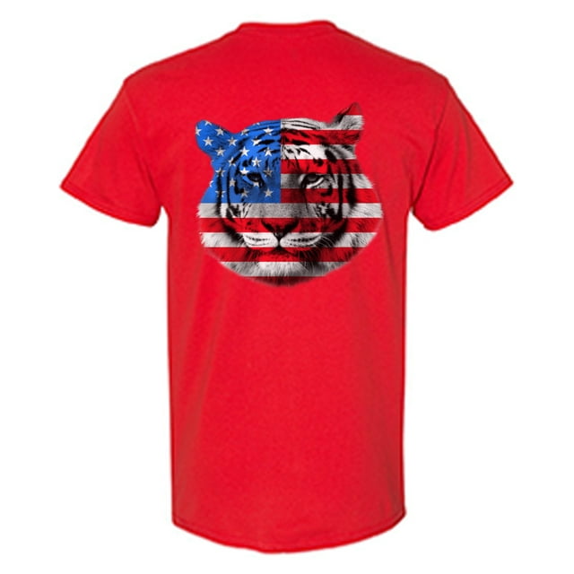 Awkward Styles American Flag Tiger Men T Shirt Independence Day Pro America Tiger T shirt for Men Gifts Pro America Tiger T shirt for Him Tiger Girls Gifts USA Stylish Print on the Back Only