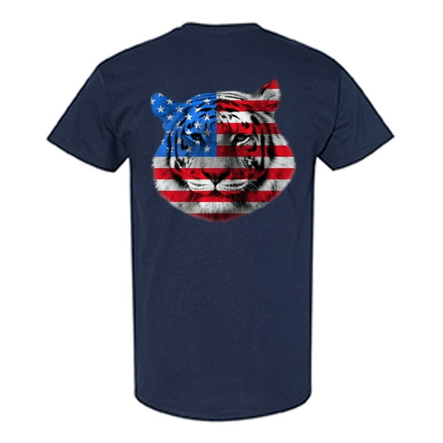 Awkward Styles American Flag Tiger Men T Shirt Independence Day Pro America Tiger T shirt for Men Gifts Pro America Tiger T shirt for Him Tiger Girls Gifts USA Stylish Print on the Back Only