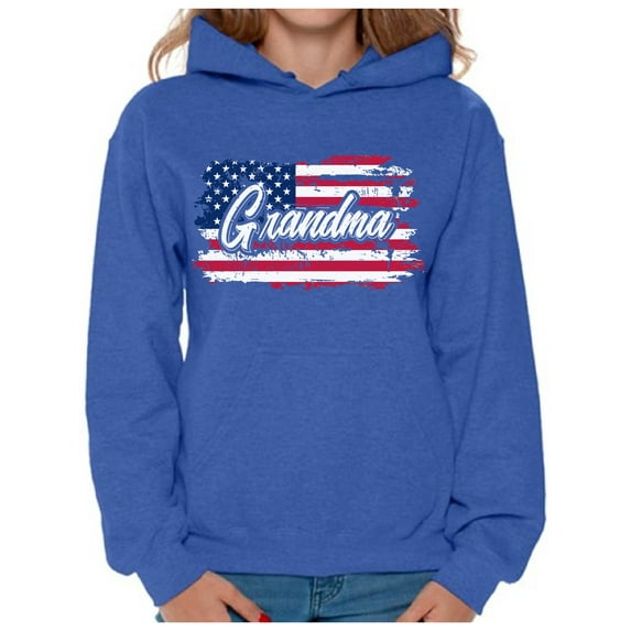 Awkward Styles American Flag Women Hoodie Gifts for Grandma Vintage USA Flag Hooded Sweatshirt for Grandma 4th July Gifts USA Grandma Hoodie Patriotic Gifts 4th of July Hooded Sweater for Grandma