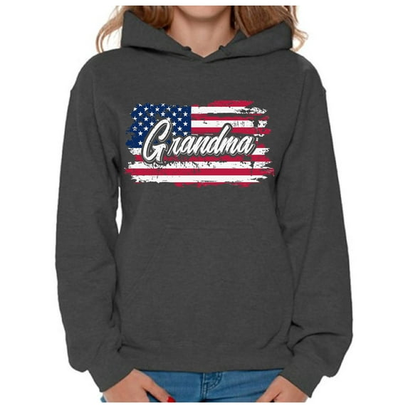 Awkward Styles American Flag Women Hoodie Gifts for Grandma Vintage USA Flag Hooded Sweatshirt for Grandma 4th July Gifts USA Grandma Hoodie Patriotic Gifts 4th of July Hooded Sweater for Grandma