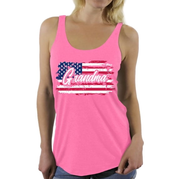 Awkward Styles American Flag Women Racerback Tank Top Patriotic Grandma Gifts Grandma USA Flag Racerback Tank Top Independence Day Vintage USA Racerback Tank Top for Grandma 4th of July