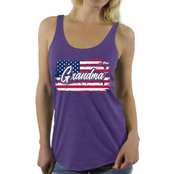 Awkward Styles American Flag Women Racerback Tank Top Patriotic Grandma Gifts Grandma USA Flag Racerback Tank Top Independence Day Vintage USA Racerback Tank Top for Grandma 4th of July