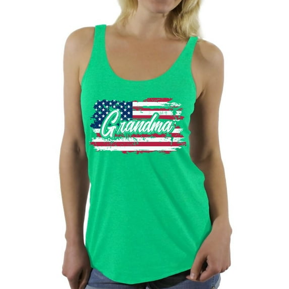Awkward Styles American Flag Women Racerback Tank Top Patriotic Grandma Gifts Grandma USA Flag Racerback Tank Top Independence Day Vintage USA Racerback Tank Top for Grandma 4th of July