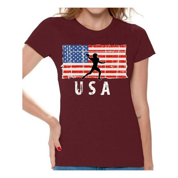 Awkward Styles American Football USA Women Shirt Women Gifts 4th of July T shirt for Women Patriotic Gifts Vintage USA Flag Women Tshirt 4th of July Party USA T-shirt for Women Love USA