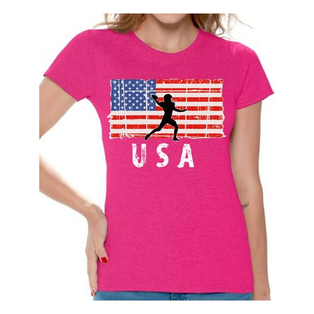 Awkward Styles American Football USA Women Shirt Women Gifts 4th of July T shirt for Women Patriotic Gifts Vintage USA Flag Women Tshirt 4th of July Party USA T-shirt for Women Love USA