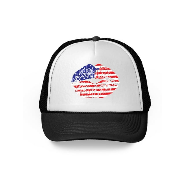 Awkward Styles American Lips Trucker Hat USA Flag Hats for Women Men USA Gifts American Flag Hat USA Baseball Cap Patriotic Hat American Flag Men Women 4th of July Hat 4th of July Accessories
