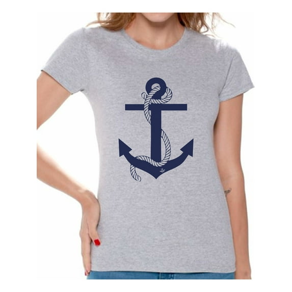 Awkward Styles Anchor T Shirt for Ladies Anchor Shirt for Women Sea Tshirt for Girls Sea Lovers Gifts Marine Themed Party Cute Gifts for Sailor Captain Clothes for Mom Marine Clothing Collection