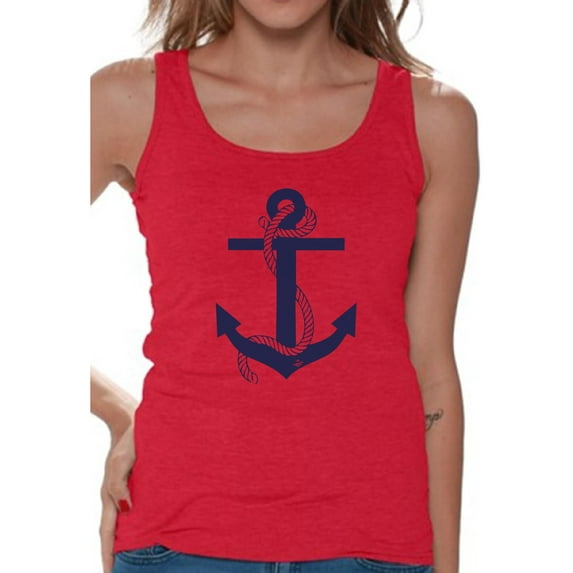 Awkward Styles Anchor Tank Top for Ladies Marine Themed Party Cute Gifts for Wife Anchor Clothes for Mom Anchor Tank Top for Women Sea Tank Top for Girls Sea Lovers Gifts Anchor T Shirts