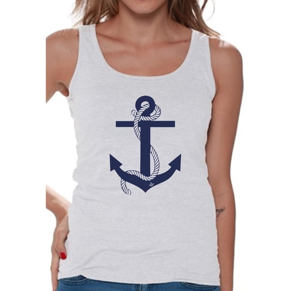 Awkward Styles Anchor Tank Top for Ladies Marine Themed Party Cute Gifts for Wife Anchor Clothes for Mom Anchor Tank Top for Women Sea Tank Top for Girls Sea Lovers Gifts Anchor T Shirts