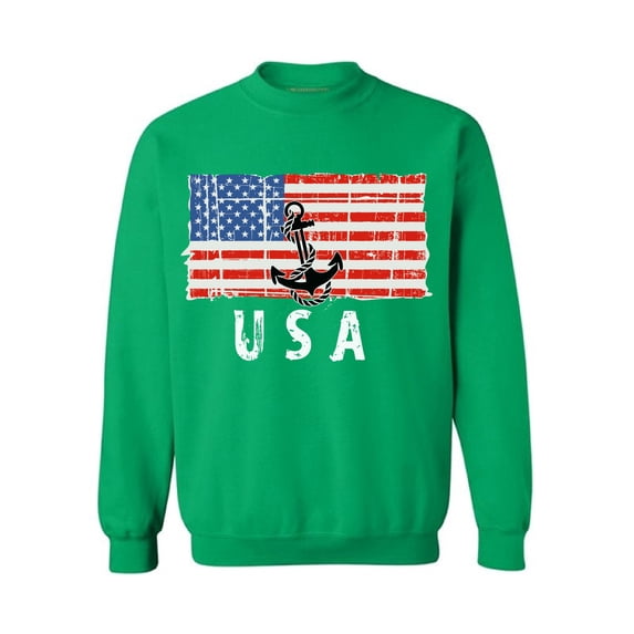 Awkward Styles Anchor USA Crewneck Stripes and Stars USA Sailing Men Women Sweatshirt United States of America USA Flag Sweater for Men Made in the USA USA Flag Sweater for Women Patriotic Gifts