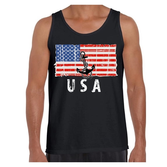 Awkward Styles Anchor USA Men Tank Top 4th of July Gifts Vintage USA Men Shirt Proud American USA Patriotic Tank for Men Free to Be Me 4th of July Men Top 51 Sates Pro America Shirts for Men