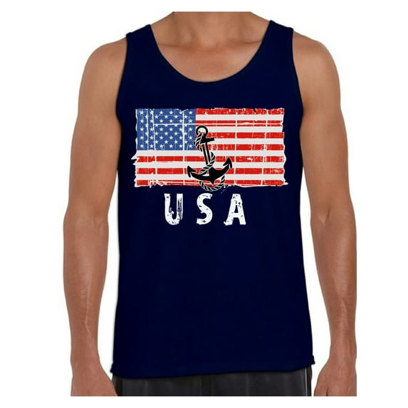 Awkward Styles Anchor USA Men Tank Top 4th of July Gifts Vintage USA Men Shirt Proud American USA Patriotic Tank for Men Free to Be Me 4th of July Men Top 51 Sates Pro America Shirts for Men
