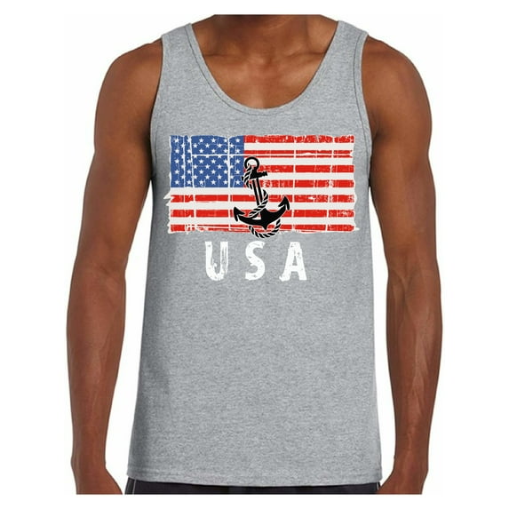Awkward Styles Anchor USA Men Tank Top 4th of July Gifts Vintage USA Men Shirt Proud American USA Patriotic Tank for Men Free to Be Me 4th of July Men Top 51 Sates Pro America Shirts for Men