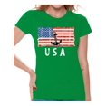 thumbnail image 1 of Awkward Styles Anchor USA Women Shirt Red White and Blue American Flag T shirt for Women United States of America Vintage USA Women Tshirt Stripes and Stars USA Flag T-shirt for Women, 1 of 4